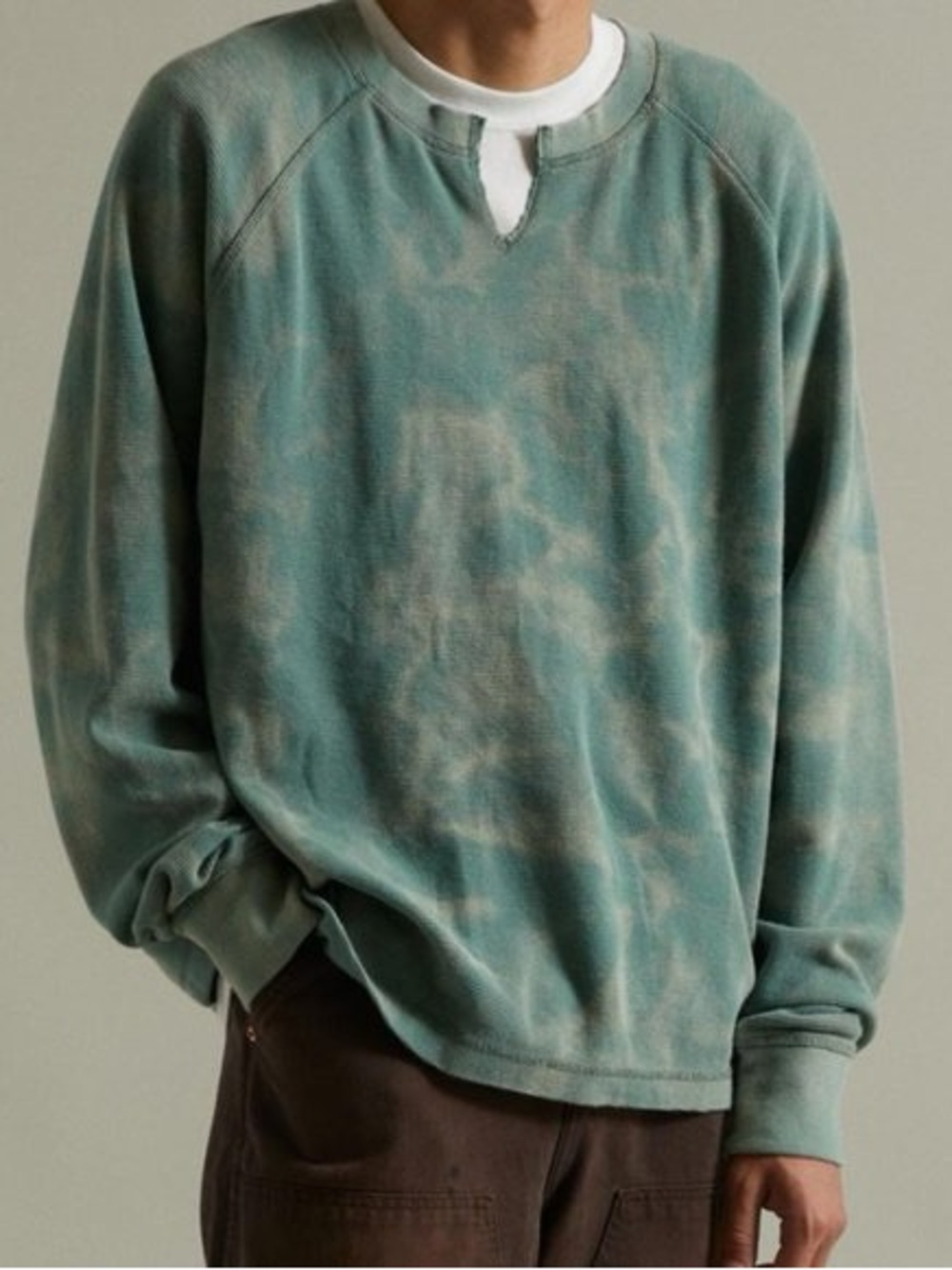 BDG Bleached Marbled Thermal Long Sleeve